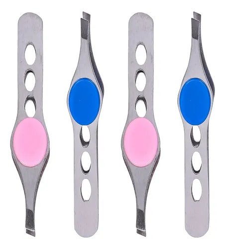 Set De 4 Pinzas De Acero Inoxidable Para Cejas Creativas