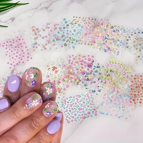 30 Hojas De Pegatinas Autoadhesivas Florales For Uñas, .