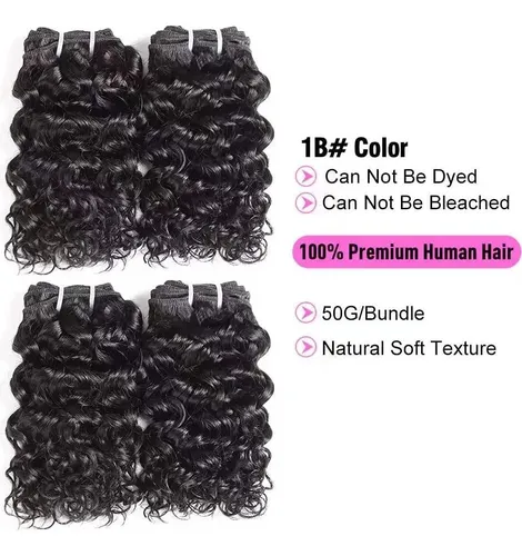 Cabello Humano Rizado Brasileño 8 Pulgadas 4 Paquetes 50