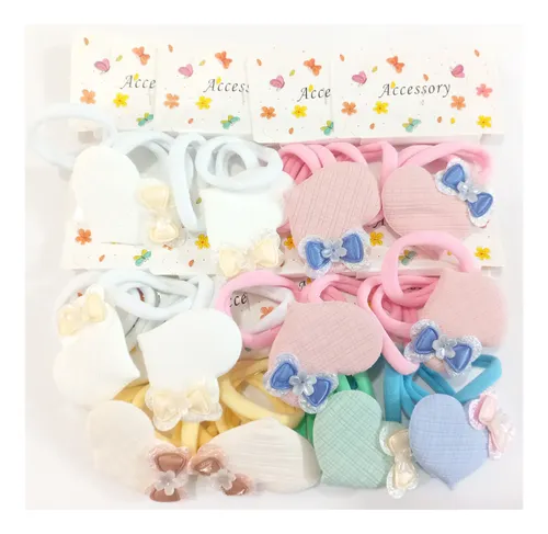 Pack X 36 Colitas De Pelo Corazon Colores Surtidos