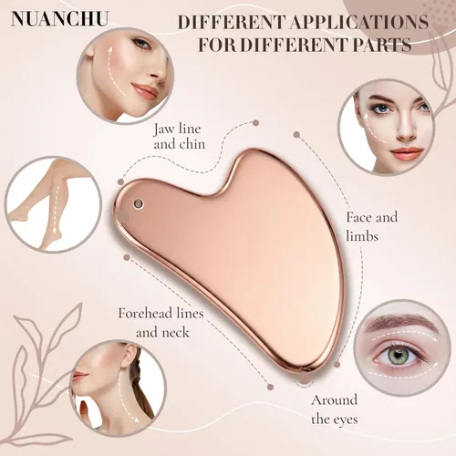 Gua Sha Nuanchu Acero Inoxidable Corazón Rosa