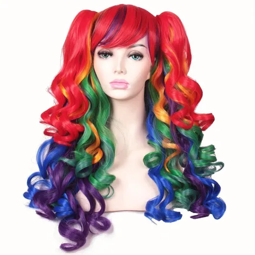 Jf713 Peluca De Cosplay Rizada Multicolor 70cm Multicolor