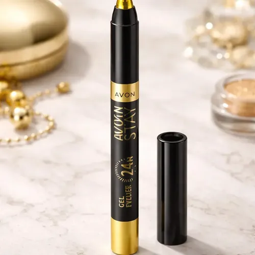 Lapiz Delineador En Gel Power Stay Ojos Avon 24hs Color Brillo Dorado