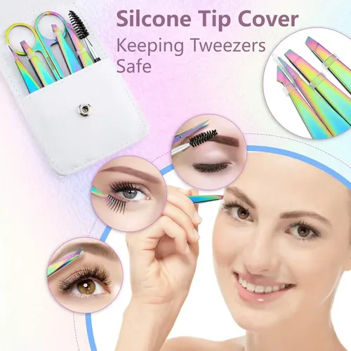 Conjunto De 6 Piezas De Pinzas Para Cejas Honoson Arcoíris
