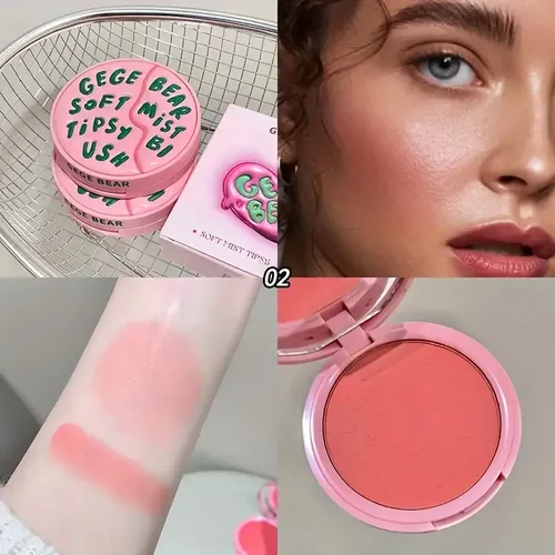 Rubor Blush Compacto Gege Bear Acabado Natural Suave Tono del maquillaje 02