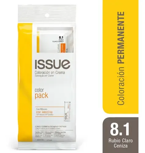 Issue Color Pack Con Máscara Con Keratina Tono 8.1 rubio claro ceniza