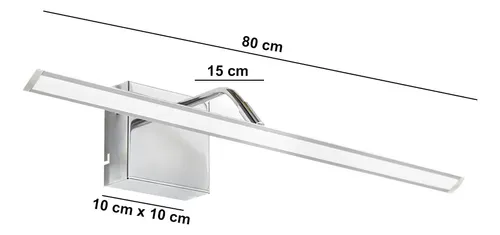 Aplique Pared Cuadros Movil Led 80 Cm Baño Espejos Luz Fria Direccionable Acero Gioluce