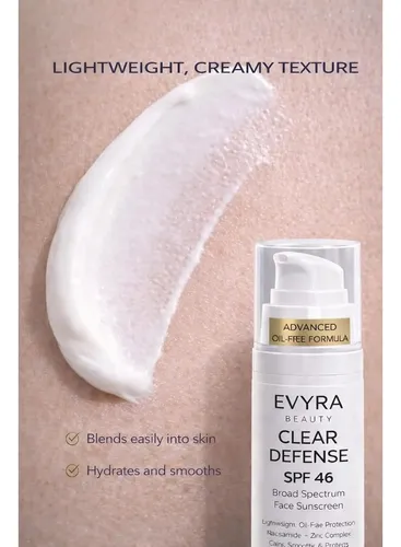Protector Solar Evyra Clear Defense Spf 46 Para Rostro