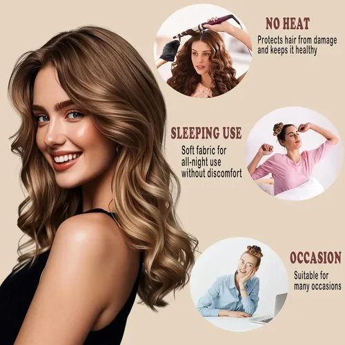 Rulos Sin Calor Para Dormir Cabello Largo Marrón
