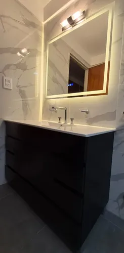 Espejo Led Baño 100 X 80 B 3 Luces Desempañador Reloj Temp