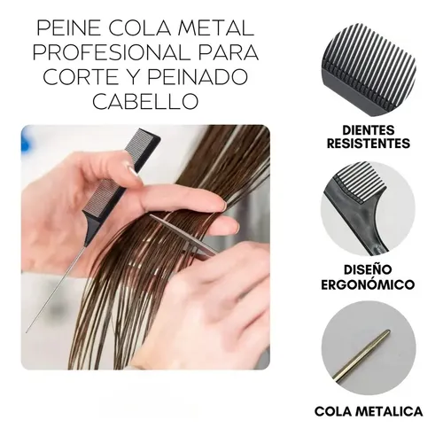 Peine Carbono Profesional Punta Metal Eurostil Negro