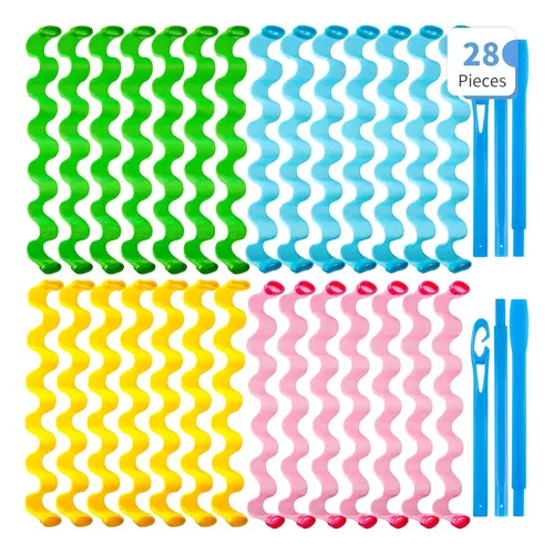 Kit De 28 Rulos Espirales Sin Calor Willbond 45 Cm Colores