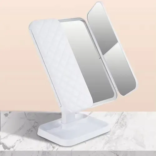 Espejo Maquillaje Led Ajustable Recargable Tactil Triptico