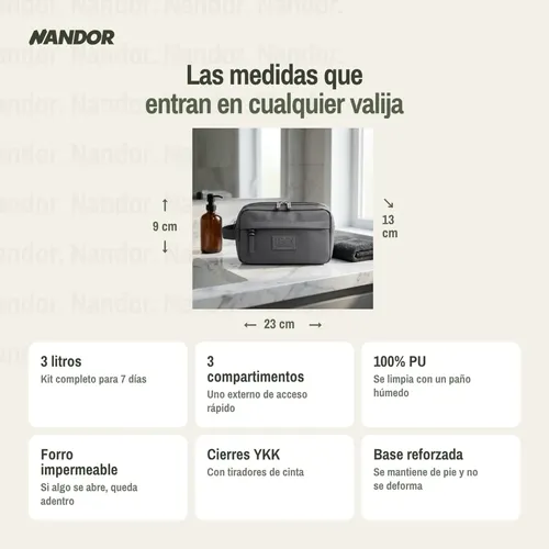 Neceser Para Viajes Tascani Negro Liso Maquillaje