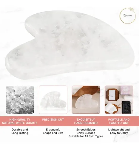 Facial Gua Sha Guashape, Cuarzo Blanco Natural, Para Esculpi