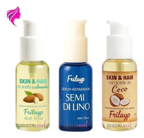 Pack Frilayp de 3 Serums con Aceites Naturales para Cabello y Piel