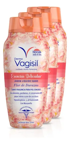 Pack Jabón Líquido Íntimo DermoVagisil Esencias Delicadas Flor de Duzazno 3 Unidades