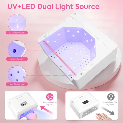 Lámpara Uv Led Recargable Blanca 72w Secado Rápido