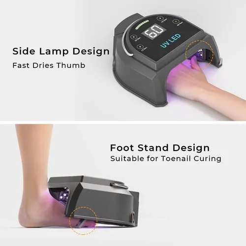 Lámpara Uv Led 80w Recargable Negra Para Uñas Gel
