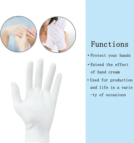 Guantes De Algodón Blancos Hidratantes Para Dormir X10