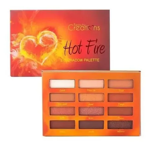 Paleta de Sombras Beauty Creations Hot Fire con 12 Tonos Multi satin y mate