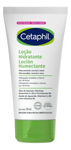 Cetaphil Loción Humectante Facial y Corporal 236 ml. Hidratación 48h con Niacinamida, Vitamina E y Aceite de Aguacate.