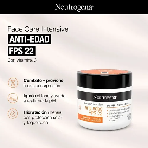 Crema Neutrogena Face Care Intensive Antiedad Fps 22