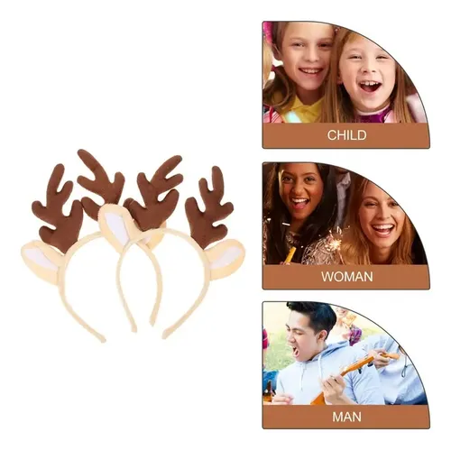 2 Aros Para El Pelo Con Cuernos De Reno Para Navidad N
