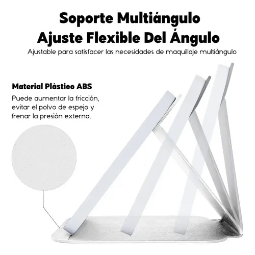 Espejo Cosmético Portátil, Plegable, Recargable Por Usb, Blanco
