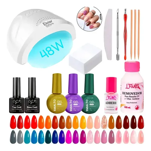 Kit Inicial X16u Cabina Led Uv 48w Gel Uñas Semipermanentes