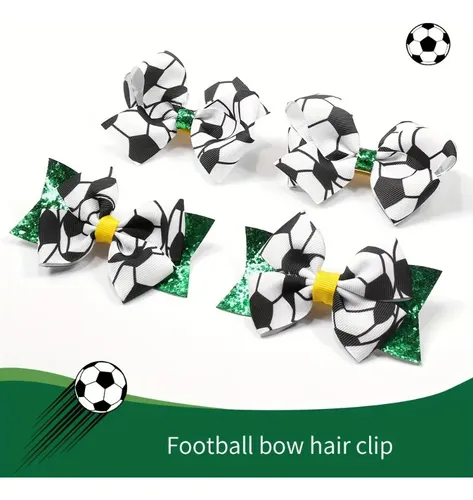 2 Cintas Para El Pelo Con Lazo De Fútbol Para Niñas
