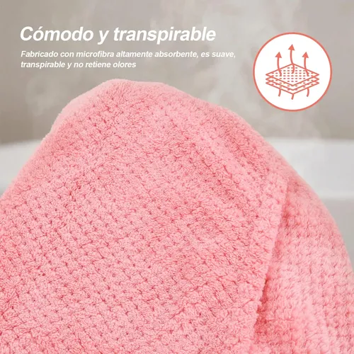 Toalla Microfibra Para Cabello 3 Pack, Gorro De Baño Ultra