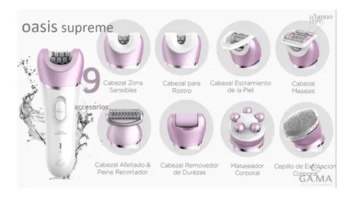 Depiladora Eléctrica Ga.ma Oasis Supreme Usb 8 Accesorios Color Blanco/Violeta