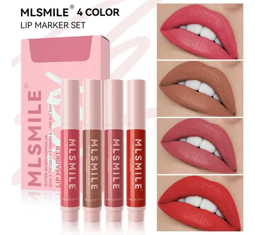 Set 4 Delineadores Labiales Mate Impermeables Fibra Tatoo