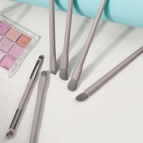 Set De 6 Brochas Moradas Para Maquillaje De Ojos