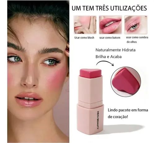 Mll Rubor En Barra 3 En 1 Creamy Heart De Heci Beauty, 7 G