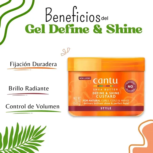 Cantu Define Shine Custard Natilla Cabello Rizado 340gr