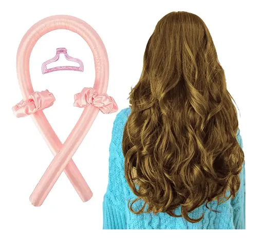 Rizador Rulero Ondas Sin Calor Cabello Rizos Vincha Seda Rosa