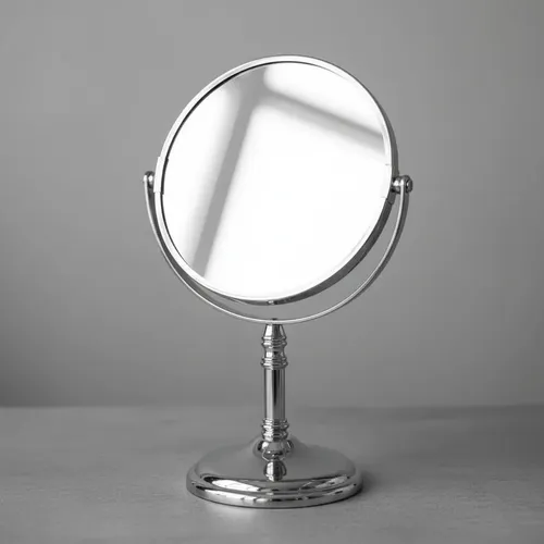 Espejo Maquillaje Aumento Doble Redondo De Pie Acero