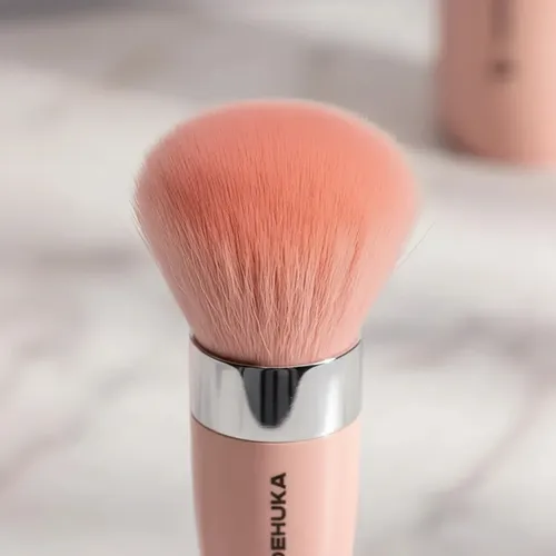 Set X5 Brochas Y Pinceles Maquillaje Profesional Sintéticos Con Estuche Espejo Rosa Dehuka