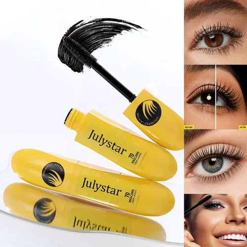 Julystar Rímel De Larga Duración, Impermeable Y Rizado, Set Negro