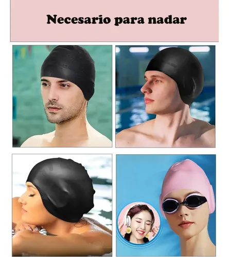 4 Unids Gorro De Natacion Mujer Con Orejeras -silicona Suave