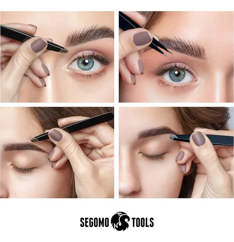 Set 4 Pinzas Precisión Mujer Para Cejas Y Pelo Encarnado