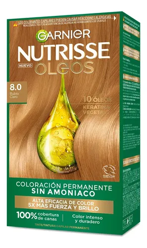 Kit Tintura Permanente Nutrisse Oleos 8.0 Rubio Claro 160ml