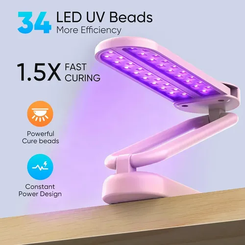 Lámpara Uv Recargable 34 Leds Rosa Para Resina Y Joyas
