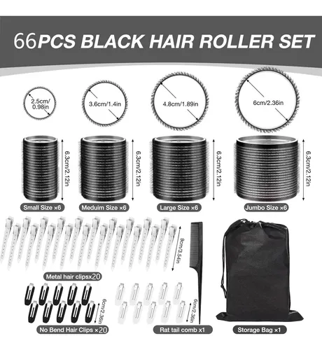 Set De 66 Rulos Para El Cabello Jzko Con 40 Clips Y Peine