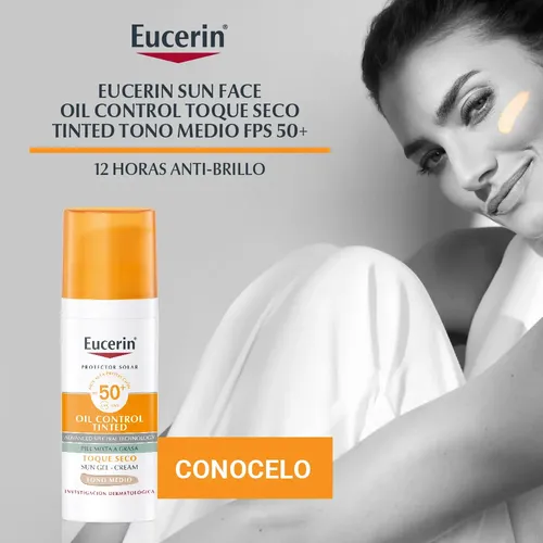 Eucerin Sun Gel Crema Toque Seco Tono Medio Spf50+ De 50ml