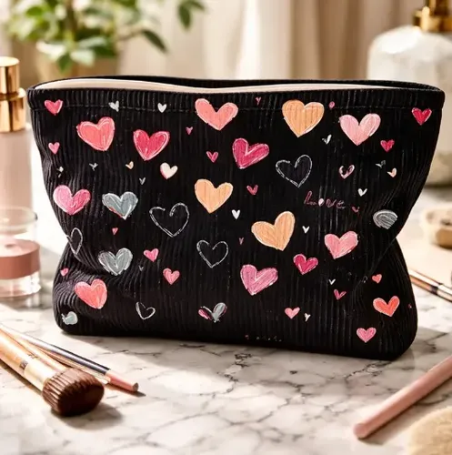 – Cosmetiquera Bolso Maquillaje Corazones Lapicera Zzl-