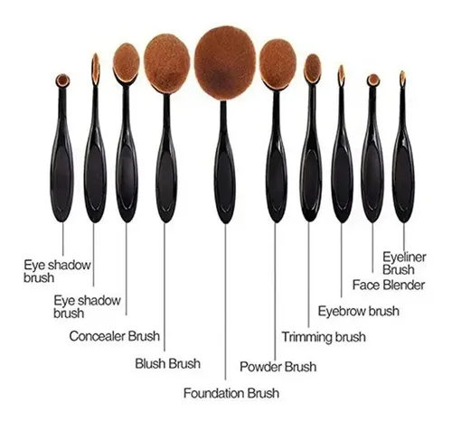 Set De Brochas Y Pinceles Oval X 10 Profesional En Caja