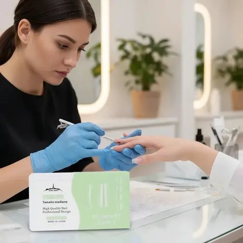 Tips Para Soft Gel Y Press On Nails Paris Night X500 Caja Color Transparente Forma Cuadrada